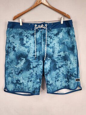 Huk Fishing Board Shorts Mens 38 Blue Ocean Performance Swim Trunks